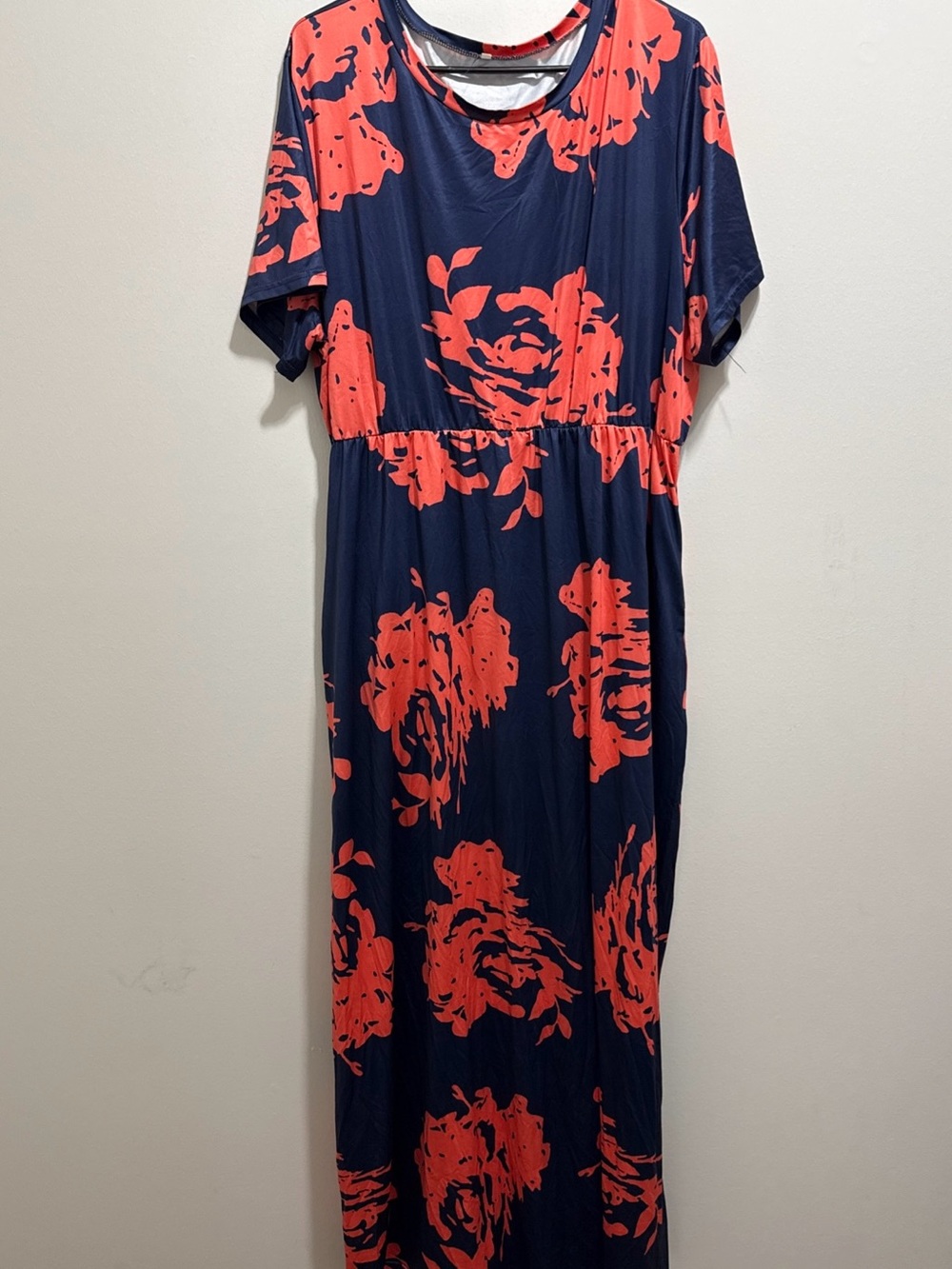 Women’s Maxi Short Sleeve Dress Size Spring Floral Pockets 3XL